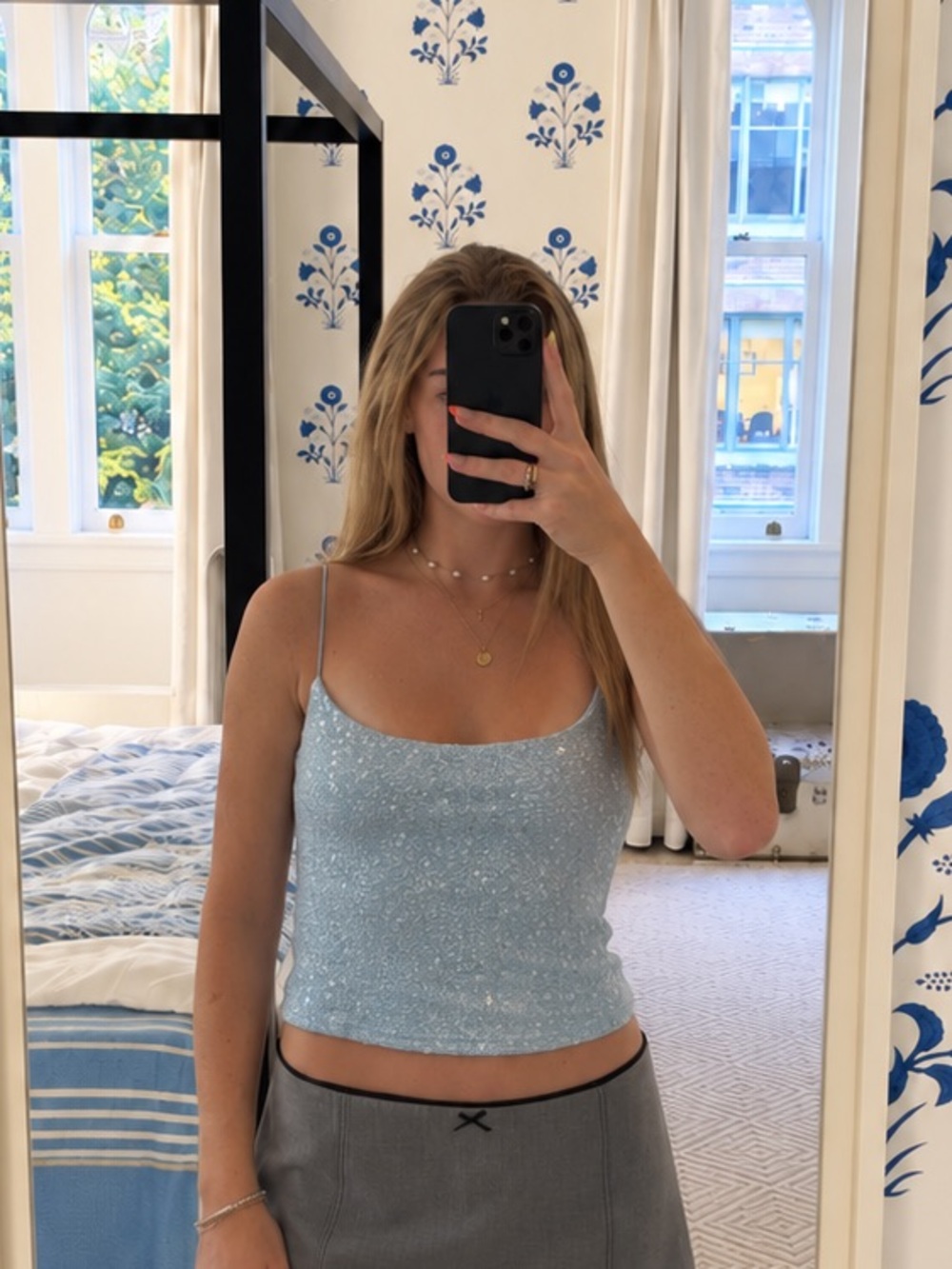 NWT EDIKTED Sequin Crop Camisole
